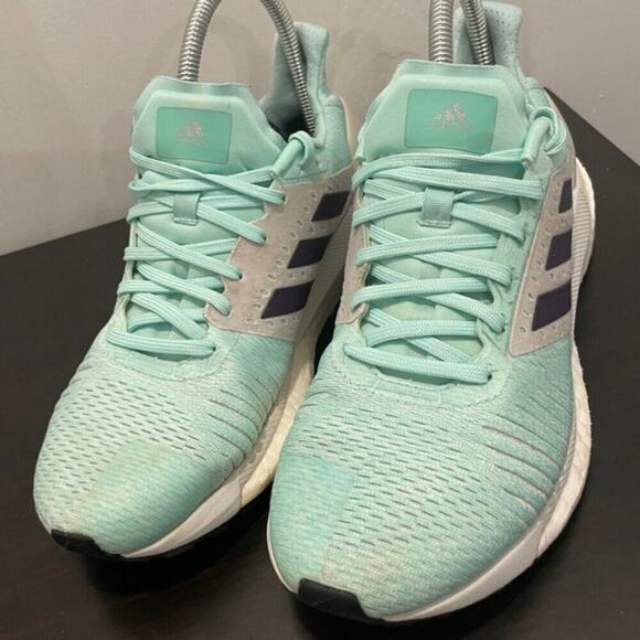 ADIDAS BOOST RUNNING SNEAKERS SZ 8.5 SOLAR LITE GREEN MINT ATHLETIC VERSATILE - Picture 8 of 16